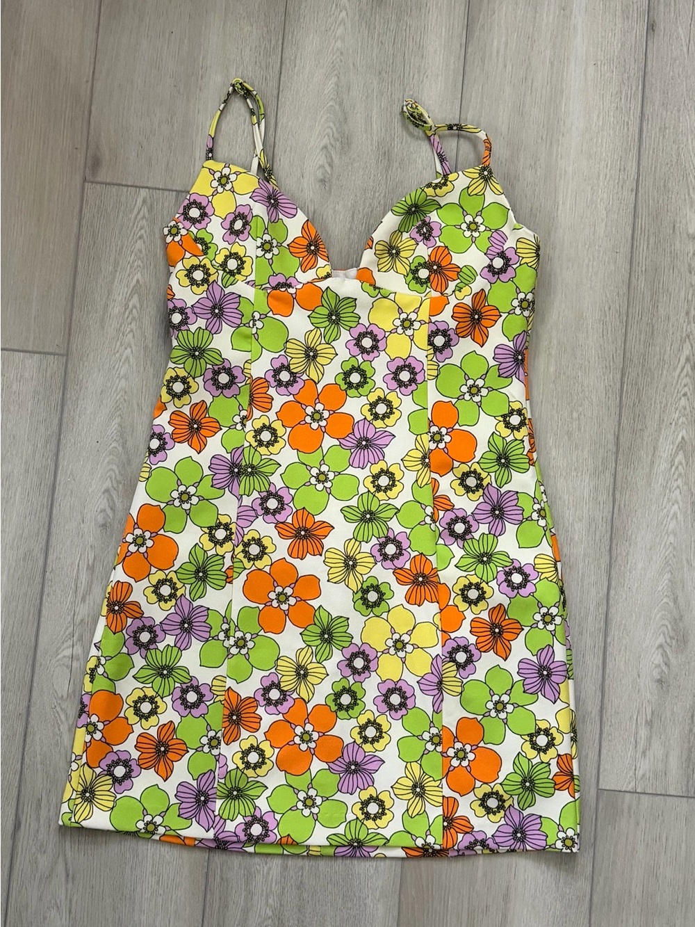 ZARA Floral Retro Mini Dress Colorful 60s 70s Y2K Strappy Dress